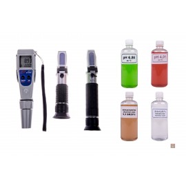 Cefrekészlet: pH mérő és cukor - és alkoholtartalommérő refraktométer